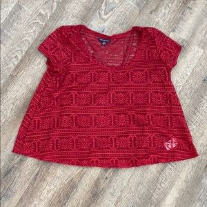 American Eagle red lace blouse